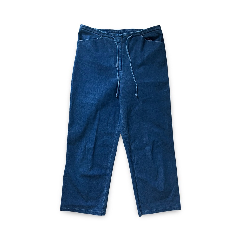 LOFT The Palazzo Women's Size 8 Blue Stretch Jeans Wide-leg Drawstring Pants